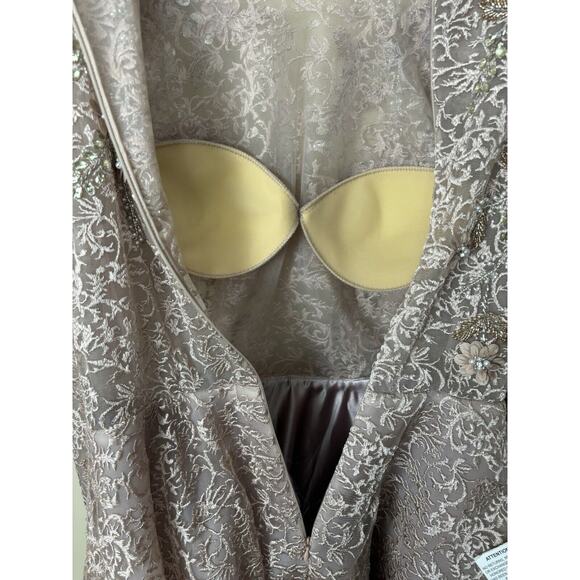 NEW $998 Mac Duggal 11121D Floral Embroidered & Beaded Long Sleeve Mesh Gown 12 - Picture 12 of 16